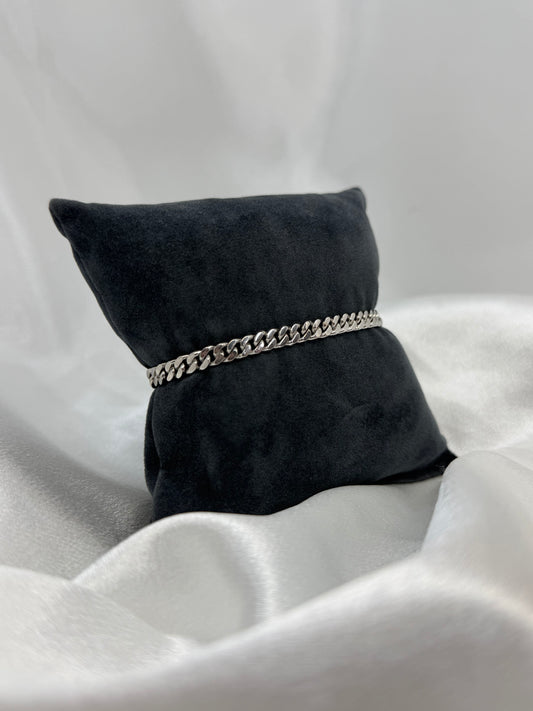 14K Pansarlänk armband i vitguld – 16.9g, 18.5 cm
