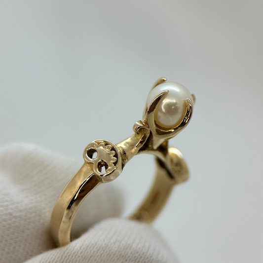 18K Ring med Odlad Pärla 1989, Storlek 56