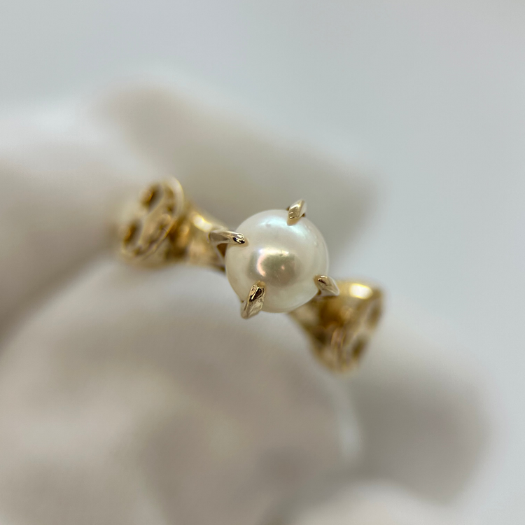 18K Ring med Odlad Pärla 1989, Storlek 56