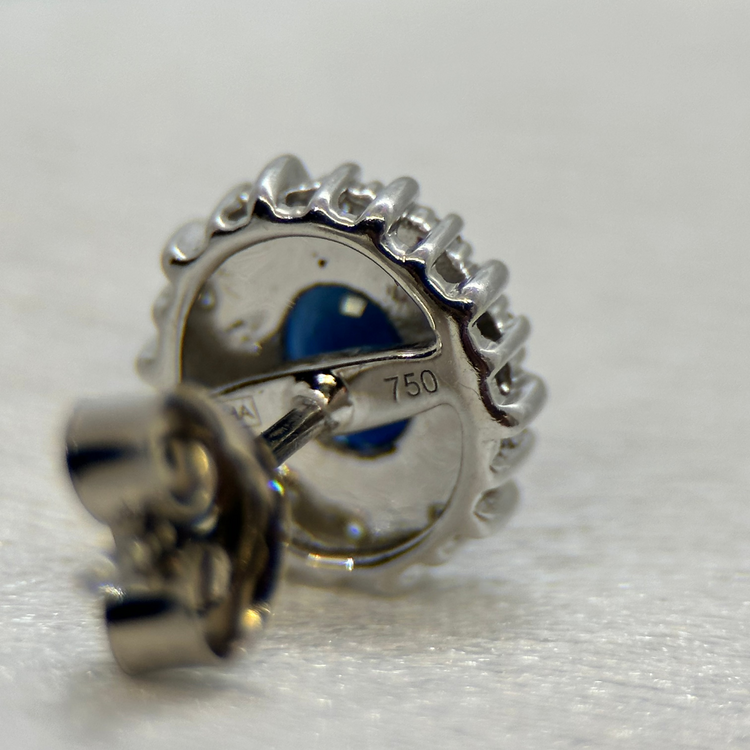 18K Safir och Diamanter Smyckesset - Hänge & Örhängen