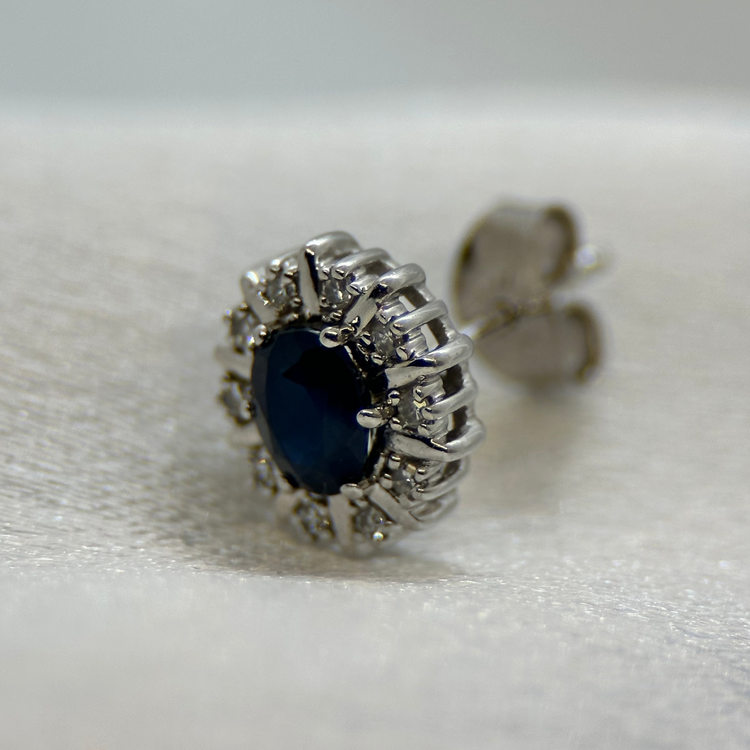 18K Safir och Diamanter Smyckesset - Hänge & Örhängen