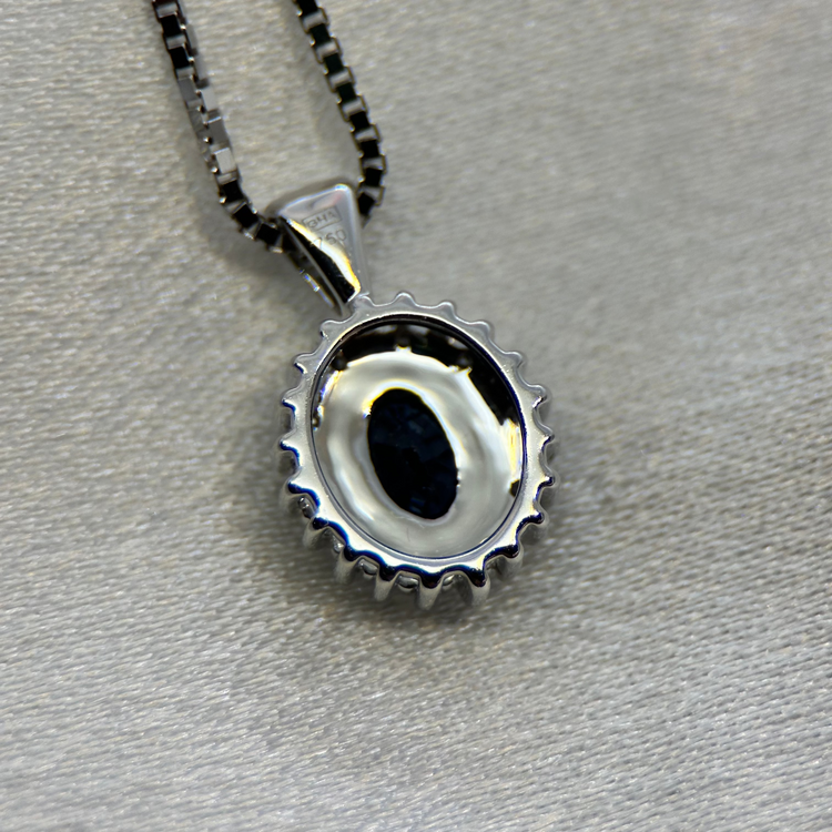 18K Safir och Diamanter Smyckesset - Hänge & Örhängen