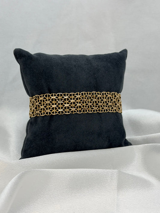 18K Rose Gold Bracelet – Broad X-Link with Bar Link, 22.1g, 20 cm