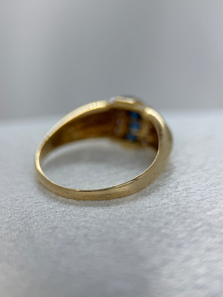 18K Safir- och diamantring – Kanalinfattning, Storlek 56