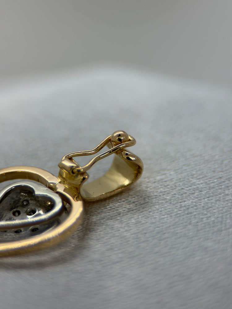 18K Dubbelhjärta diamanthänge – tvåfärgat guld, 3.0g