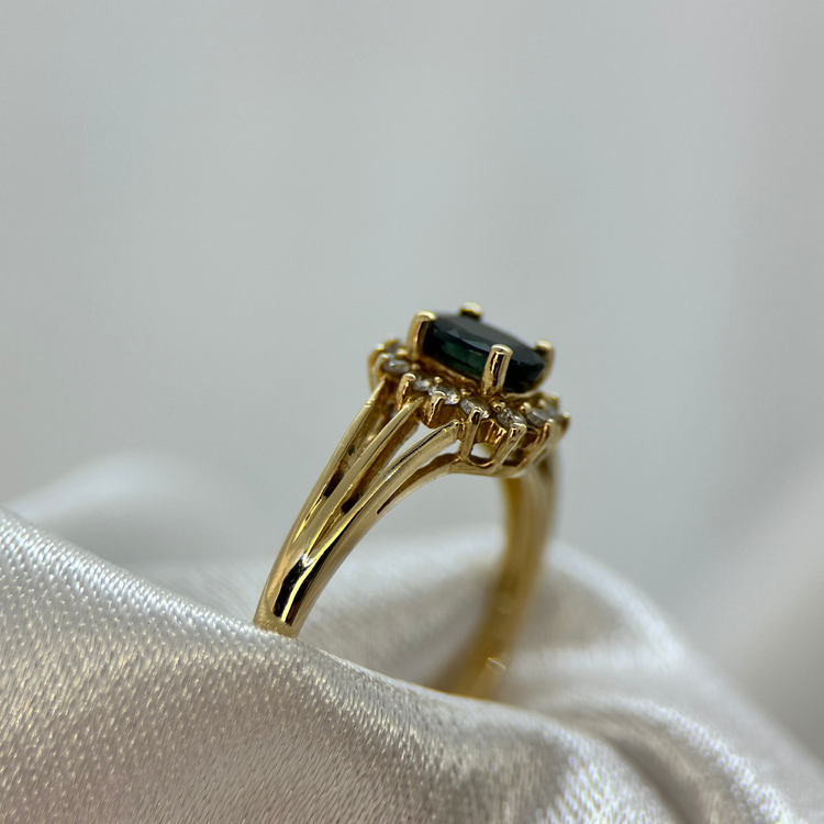 18K Sapphire and Diamond Cluster Ring, Size 50½