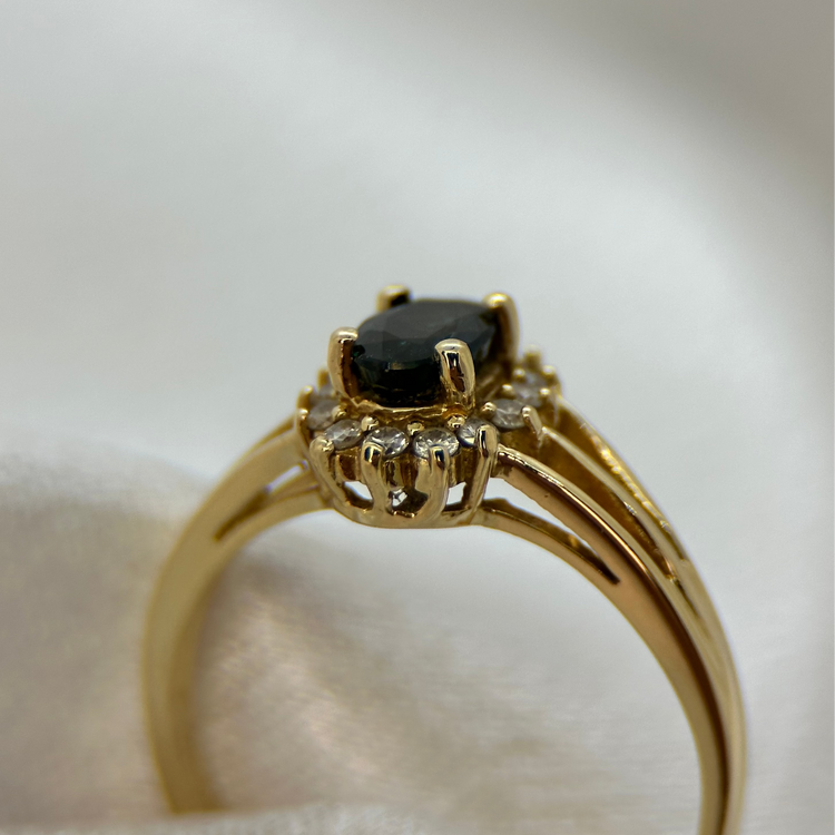 18K Sapphire and Diamond Cluster Ring, Size 50½