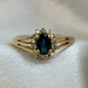 18K Sapphire and Diamond Cluster Ring, Size 50½