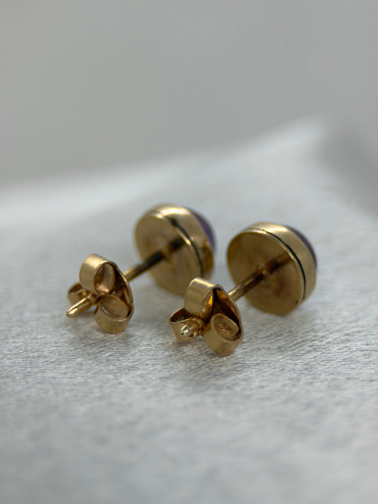 18K Ametistörhängen – Cabochon, 2.0g