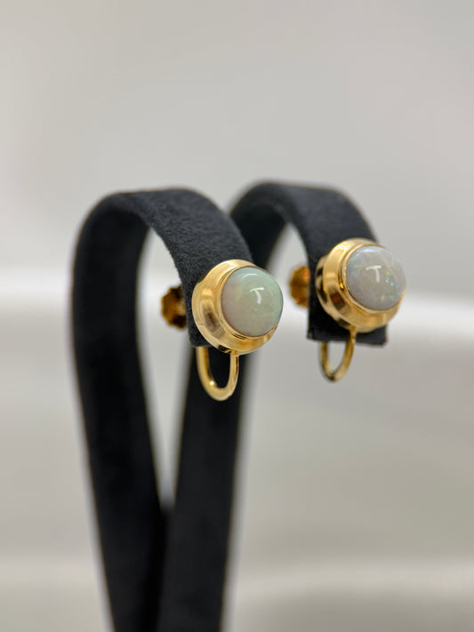 18K Opалörhängen – Vita opaler med färgspel, 1 cm