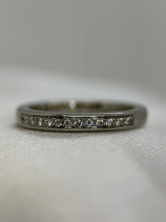 Palladium Halvevighetsring med Diamanter – 0.12 ct, Storlek 57