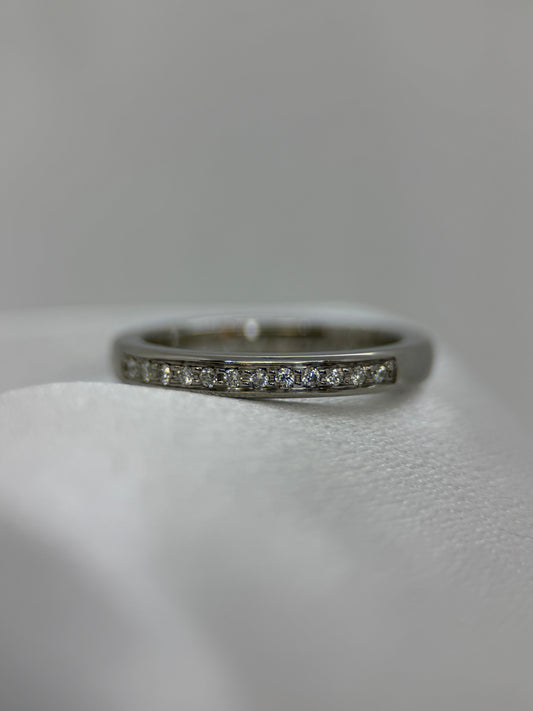 Palladium Halvevighetsring med Diamanter – 0.12 ct, Storlek 57