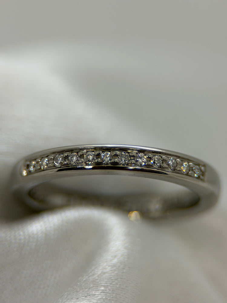 Palladium Halvevighetsring med Diamanter – 0.12 ct, Storlek 57