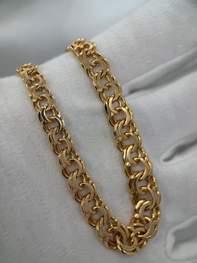 18K Bismarcklänk halsband i rödguld – 27.2g, 44.5 cm