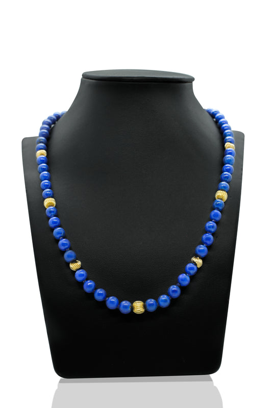 Halsband med Lapis Lazuli och Guldkulor