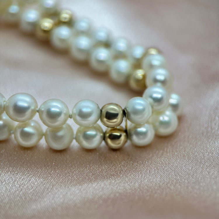 Armband med Odlade Pärlor, Diamanter och 14K Guld