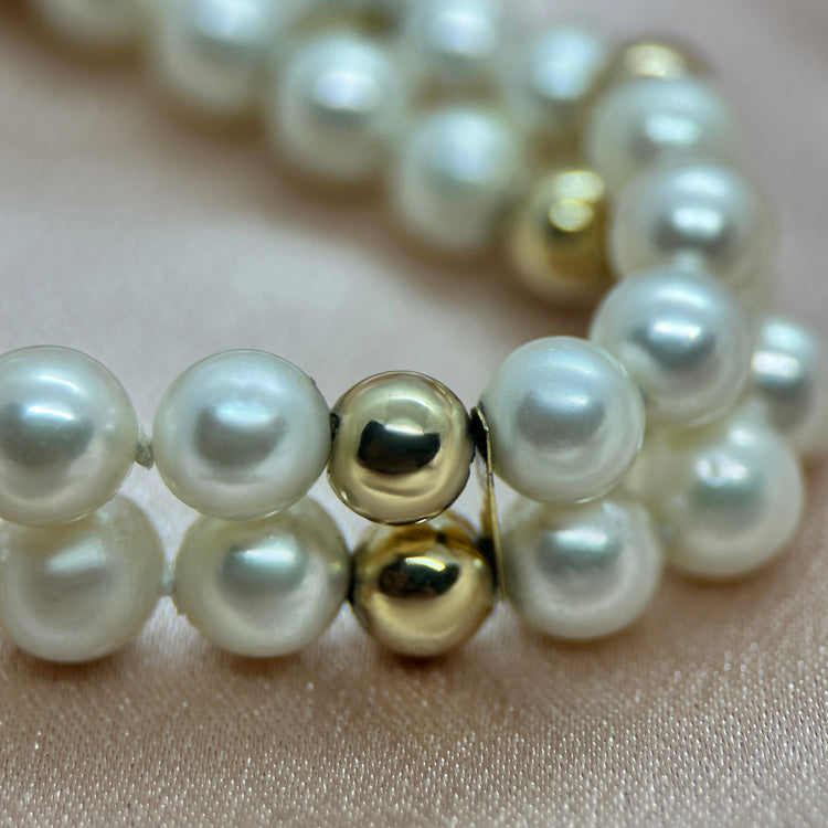 Armband med Odlade Pärlor, Diamanter och 14K Guld