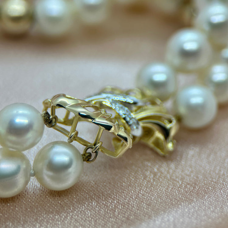 Armband med Odlade Pärlor, Diamanter och 14K Guld