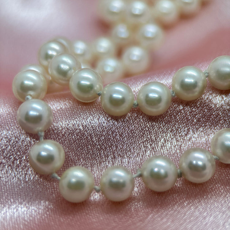 Halsband med Odlade Pärlor, 14K Guld och Diamanter