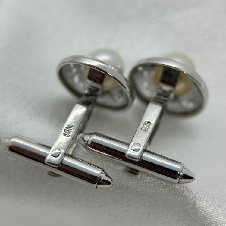 Manschettknappar i 14K Vitguld med Odlade Pärlor