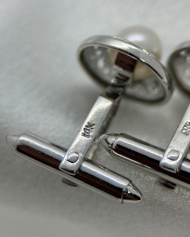 Manschettknappar i 14K Vitguld med Odlade Pärlor