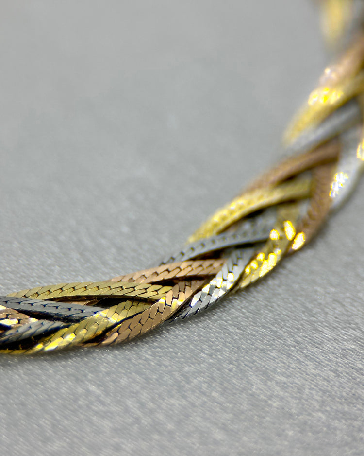 Armband i 14K Trefärgat Guld med Flätad Design