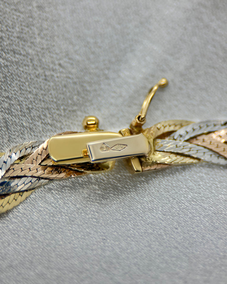 Armband i 14K Trefärgat Guld med Flätad Design