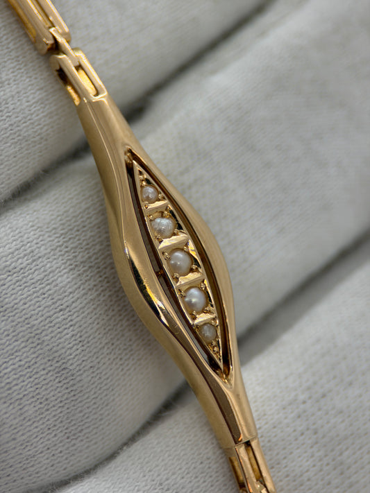 18K Gold and Cultured Mabé Pearl Bracelet – Gustav Dahlgren, Malmö 1919