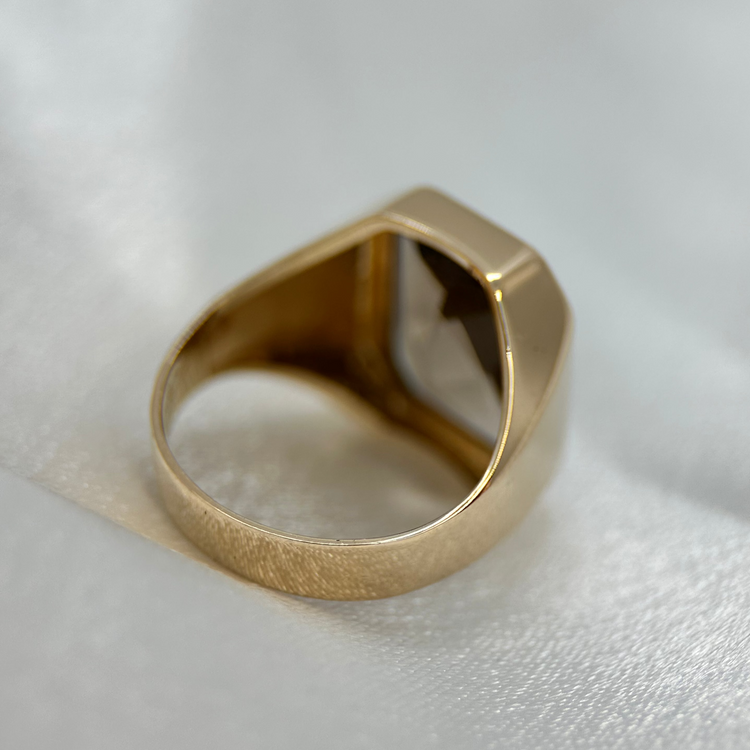 18K Ring med Rökkvarts Signettdesign - Ringstorlek 55 ½