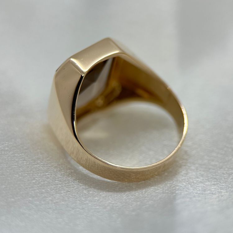 18K Ring med Rökkvarts Signettdesign - Ringstorlek 55 ½