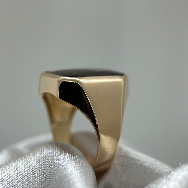 18K Ring med Rökkvarts Signettdesign - Ringstorlek 55 ½