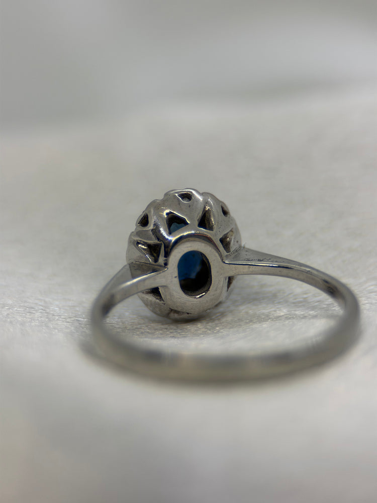 18K Safir- och diamantring – Klusterdesign, Storlek 47