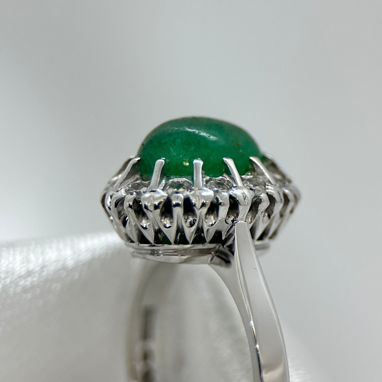 18K Smaragd och Diamantring 1976 - Storlek 54