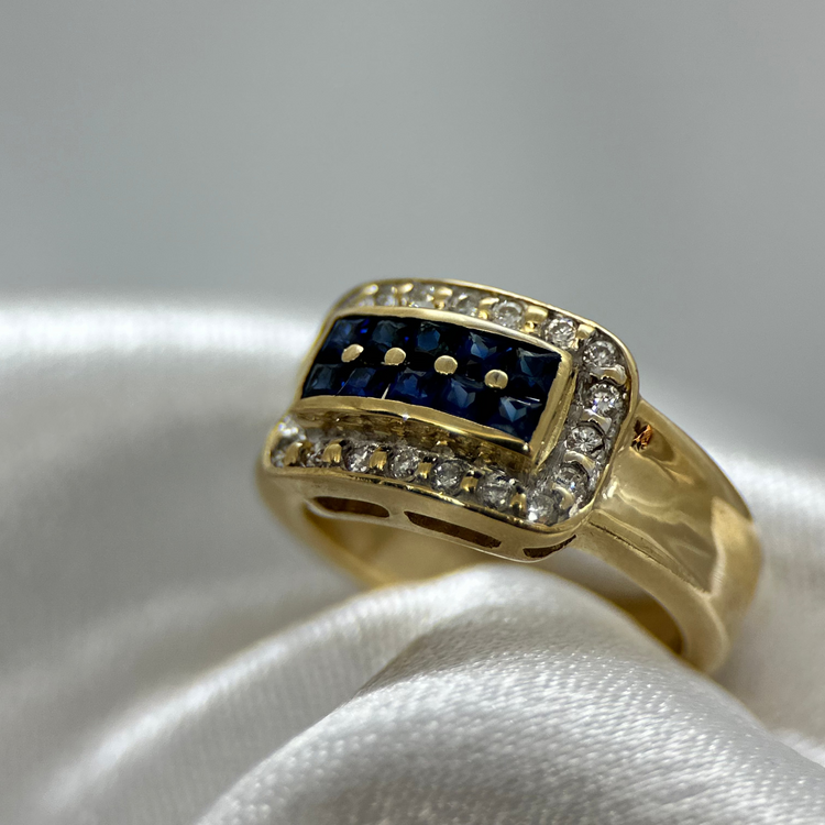 18K Ring med Safirer och Diamanter – 0,53 ct ringstorlek 49½