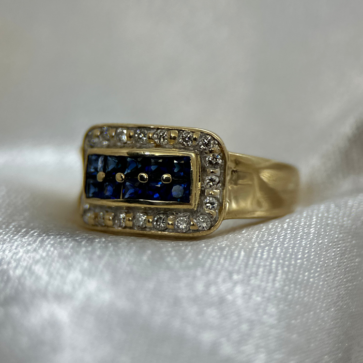 18K Ring med Safirer och Diamanter – 0,53 ct ringstorlek 49½