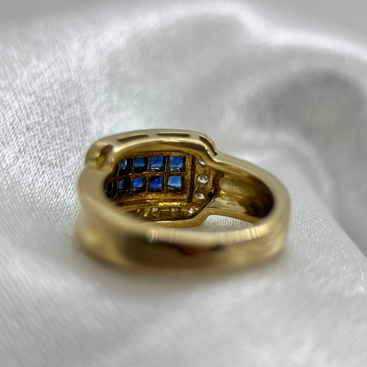 18K Ring med Safirer och Diamanter – 0,53 ct ringstorlek 49½