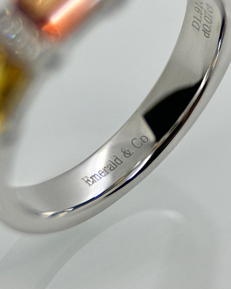 14K Vitguldsring med Flerfärgade Safirer & Diamanter