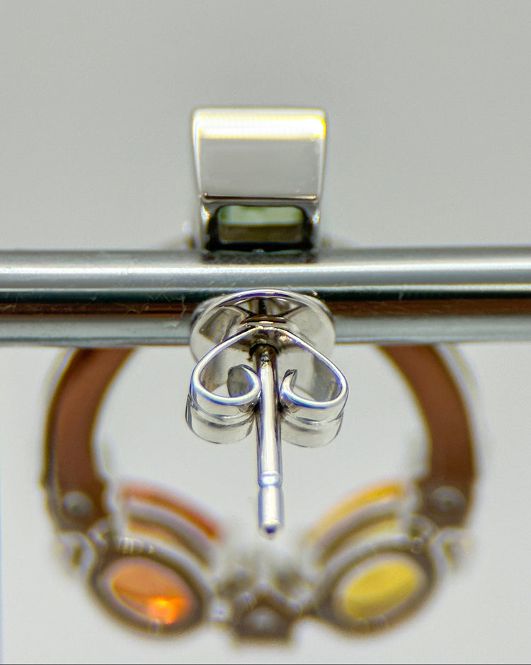 14K Vitguldörhängen med Flerfärgade Safirer & Diamanter