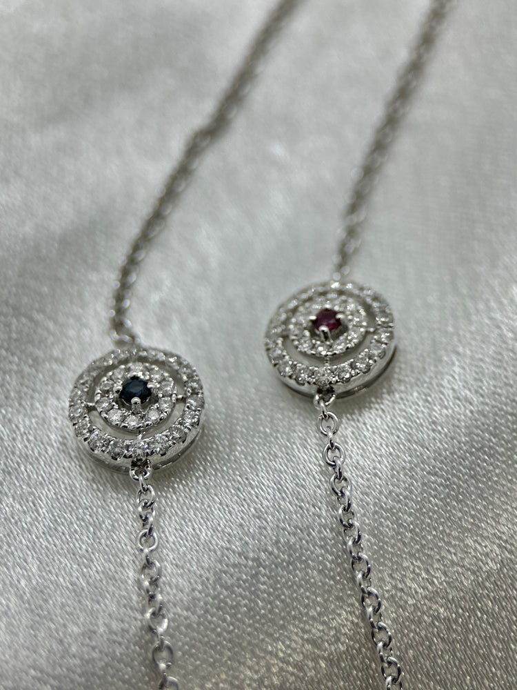 14K Vitguldshalsband med Akoyapärla, Rubin, Safir & Diamanter