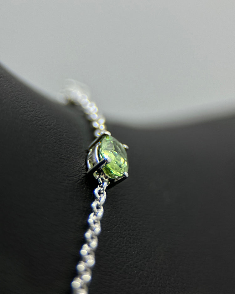 14K Vitguldhalsband med Akvamarin, Safirer & Diamanter