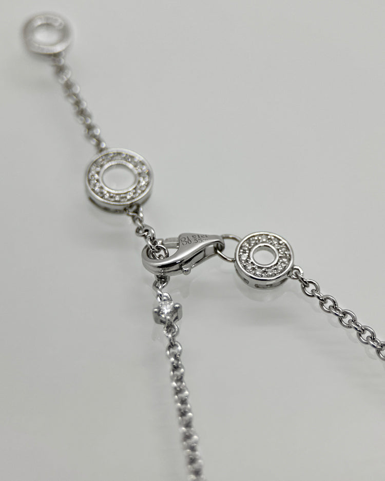 14K Vitguldhalsband med Akvamarin, Safirer & Diamanter