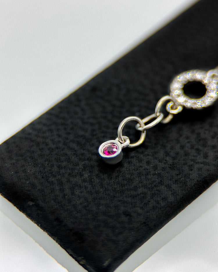 18K Vitguldarmband med Obehandlade Rubiner & Diamanter