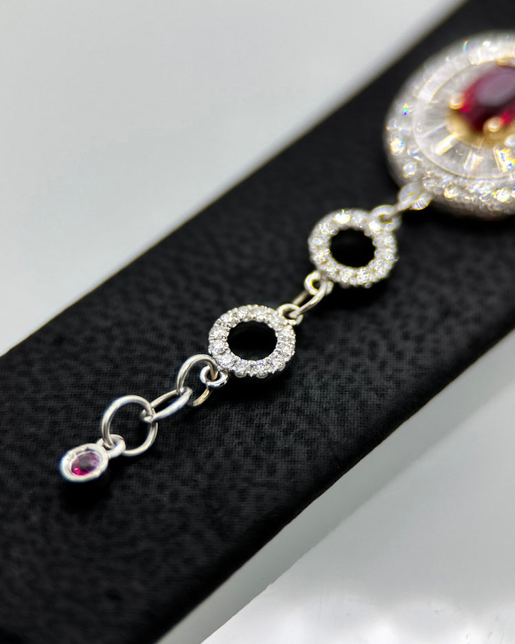 18K Vitguldarmband med Obehandlade Rubiner & Diamanter