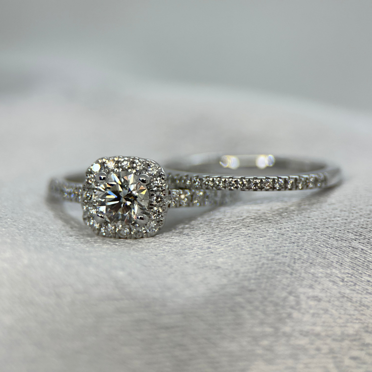 18K Diamantring & Alliansring från Hallbergs Guld - Ringstorlek 53