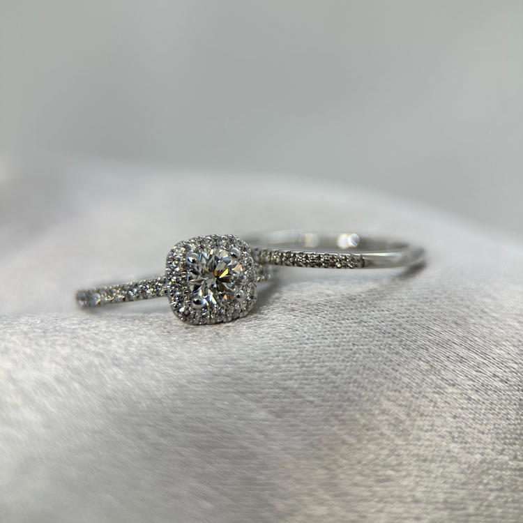 18K Diamantring & Alliansring från Hallbergs Guld - Ringstorlek 53