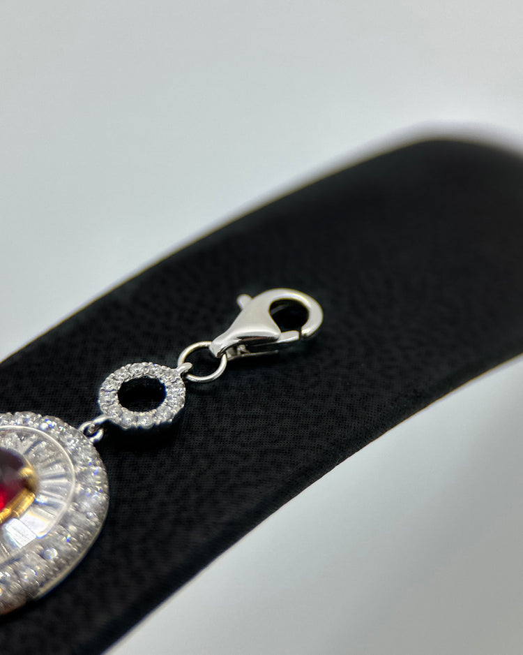 18K Vitguldarmband med Obehandlade Rubiner & Diamanter