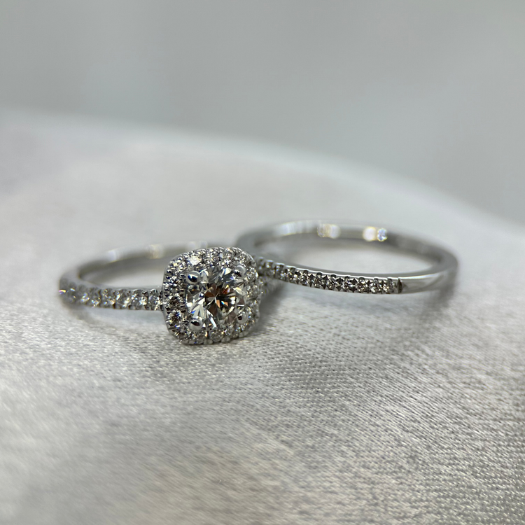 18K Diamantring & Alliansring från Hallbergs Guld - Ringstorlek 53