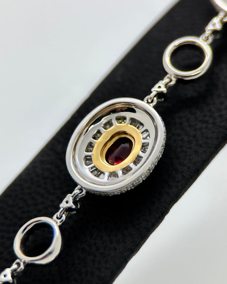 18K Vitguldarmband med Obehandlade Rubiner & Diamanter