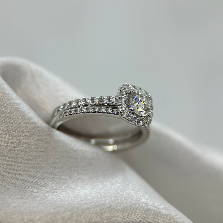 18K Diamantring & Alliansring från Hallbergs Guld - Ringstorlek 53