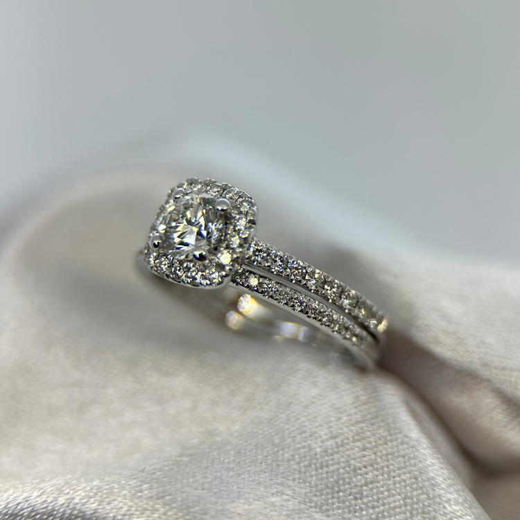 18K Diamantring & Alliansring från Hallbergs Guld - Ringstorlek 53